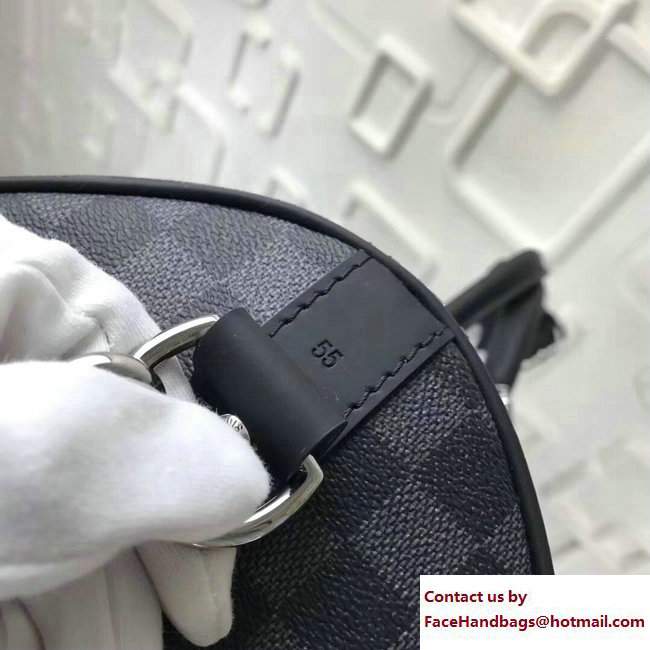 Louis Vuitton LV League Damier Graphite Canvas Keepall 55 Bandouliere Bag N41058 2017