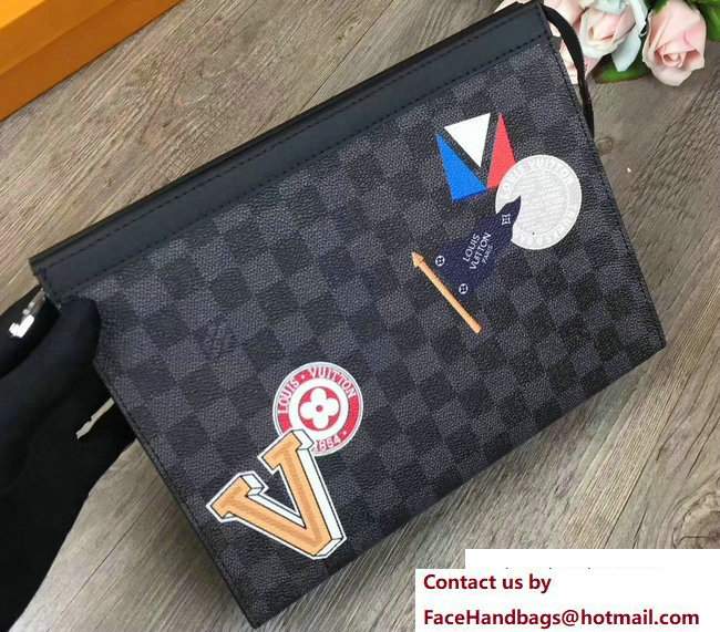 Louis Vuitton LV League Damier Graphite Canvas Pochette Voyage MM Bag N64442 2017