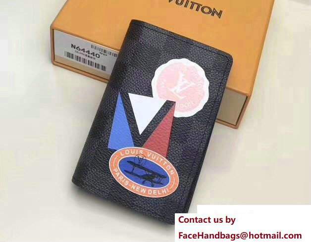 Louis Vuitton LV League Damier Graphite Canvas Pocket Organizer Wallet N64440 2017