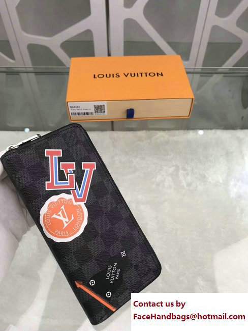 Louis Vuitton LV League Damier Graphite Canvas Zippy Wallet Vertical N64443 2017