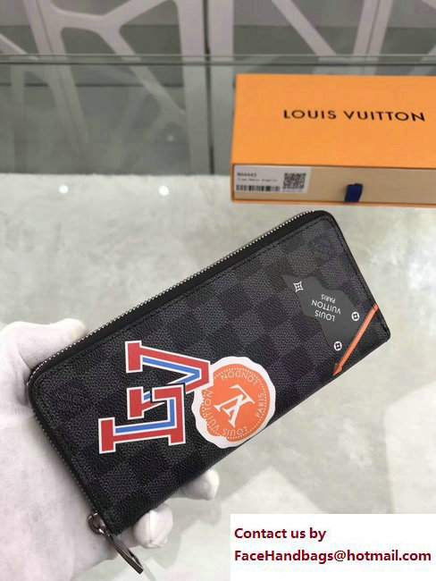 Louis Vuitton LV League Damier Graphite Canvas Zippy Wallet Vertical N64443 2017