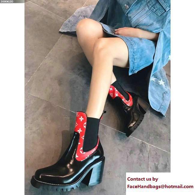 Louis Vuitton Limitless Ankle Boots 1A3GP1 Monogram Canvas Red 2017 - Click Image to Close