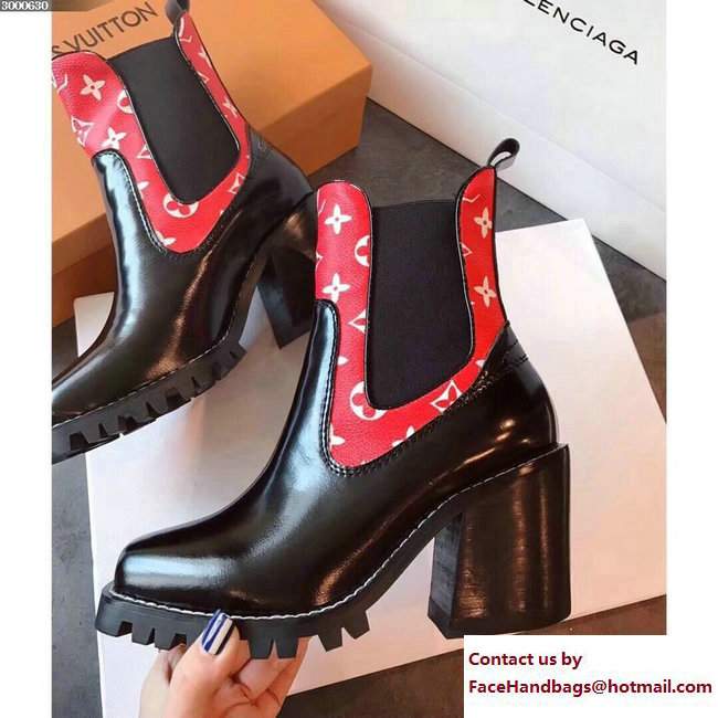 Louis Vuitton Limitless Ankle Boots 1A3GP1 Monogram Canvas Red 2017 - Click Image to Close