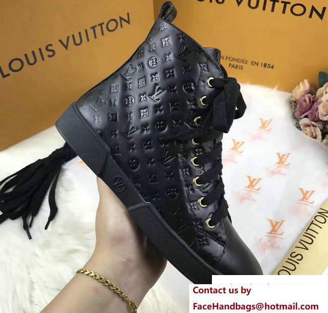 Louis Vuitton Stellar High-Top Sneakers Boots 1A2XPH Black 2017 - Click Image to Close