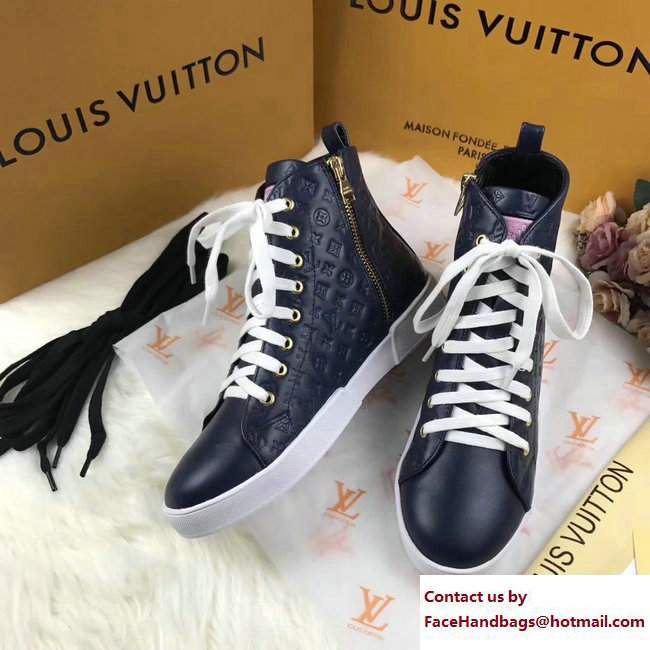 Louis Vuitton Stellar High-Top Sneakers Boots 1A2XPH Blue 2017