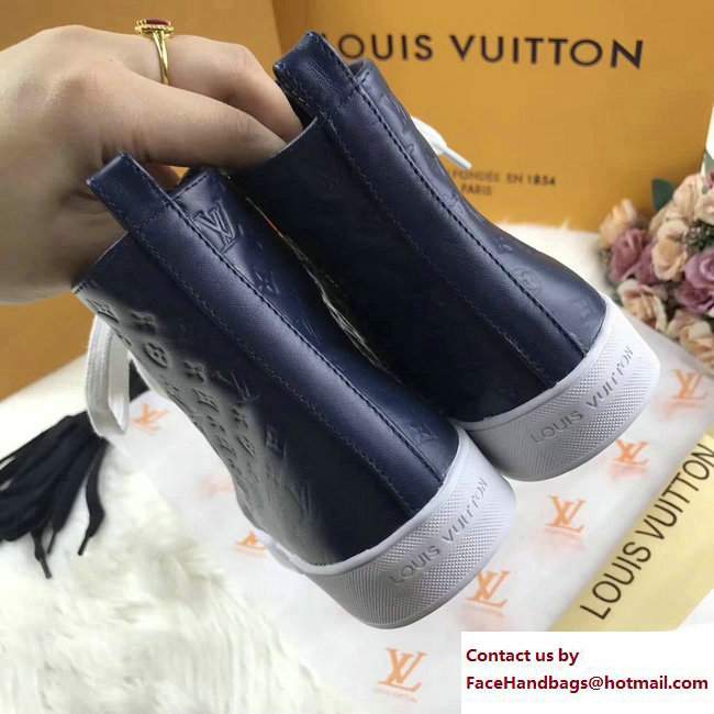Louis Vuitton Stellar High-Top Sneakers Boots 1A2XPH Blue 2017 - Click Image to Close