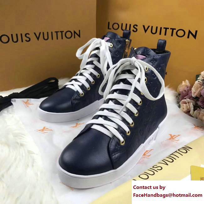 Louis Vuitton Stellar High-Top Sneakers Boots 1A2XPH Blue 2017 - Click Image to Close