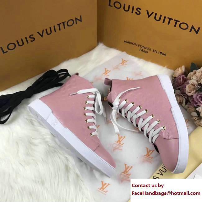 Louis Vuitton Stellar High-Top Sneakers Boots 1A2XPH Pink 2017