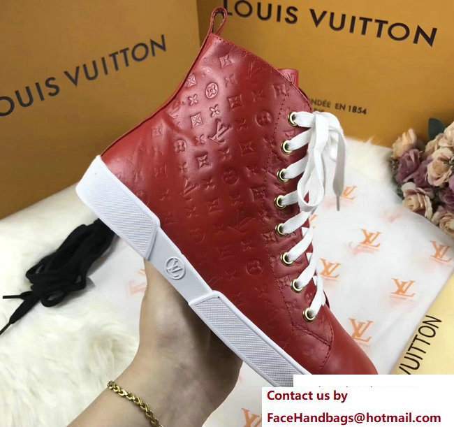Louis Vuitton Stellar High-Top Sneakers Boots 1A2XPH Red 2017