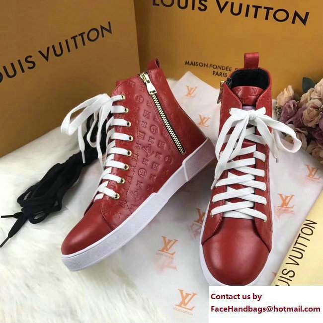 Louis Vuitton Stellar High-Top Sneakers Boots 1A2XPH Red 2017
