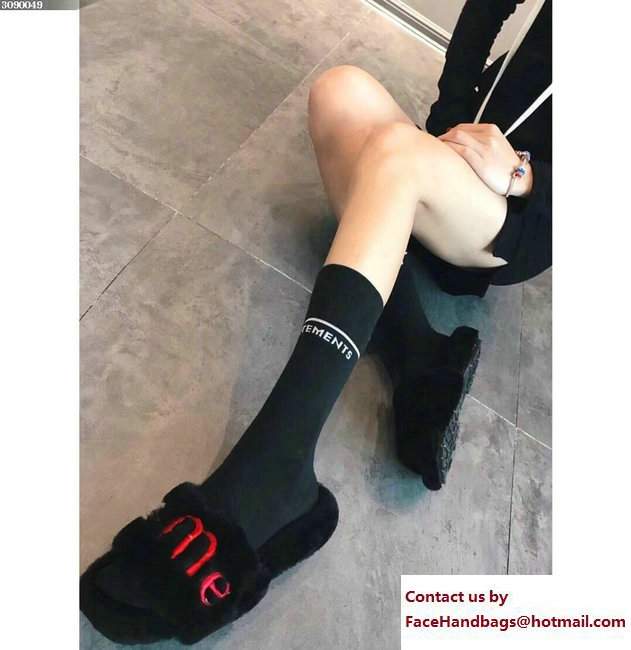 Louis Vuitton x Supreme Shearling Slipper Sandals Black/Red 2017
