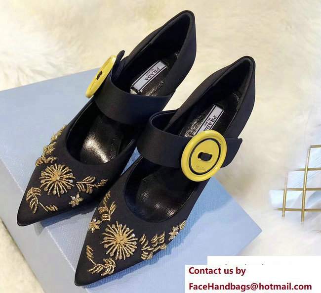 Prada Embroidered Mary Jane Pumps Black Runway Show 2017 - Click Image to Close