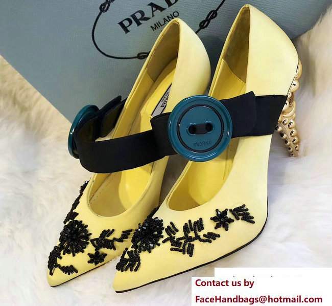 Prada Embroidered Mary Jane Pumps Yellow Runway Show 2017 - Click Image to Close
