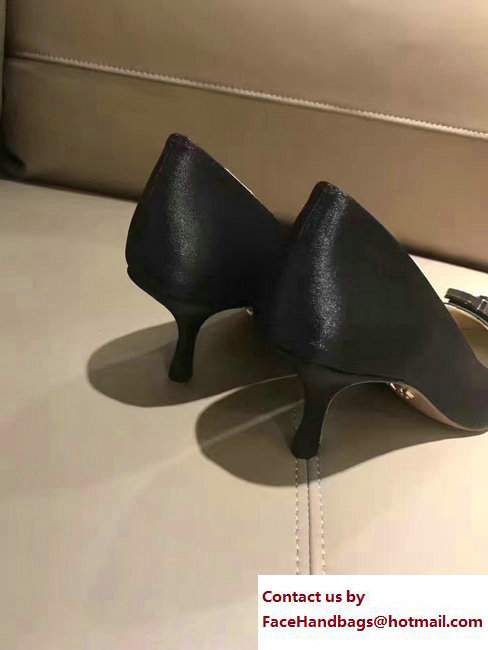 Prada Heel 5.5cm Crystals Satin Pumps Black 2017