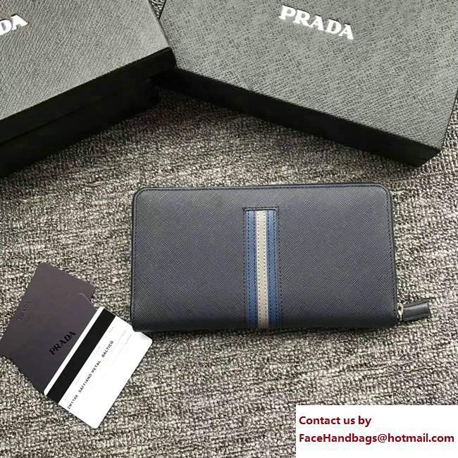 Prada Intarsia Saffiano Leather Document Holder 2ML188 Baltic Blue 2018