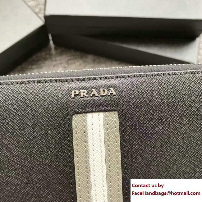 Prada Intarsia Saffiano Leather Document Holder 2ML188 Black 01 2018 - Click Image to Close