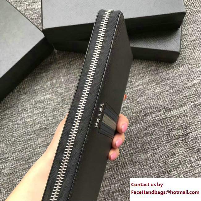 Prada Intarsia Saffiano Leather Document Holder 2ML188 Black 02 2018 - Click Image to Close