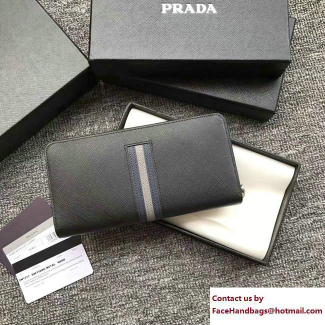 Prada Intarsia Saffiano Leather Document Holder 2ML317 Black 02 2018 - Click Image to Close