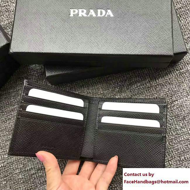 Prada Intarsia Saffiano Leather Wallet 2MO513 Black 03 2018 - Click Image to Close