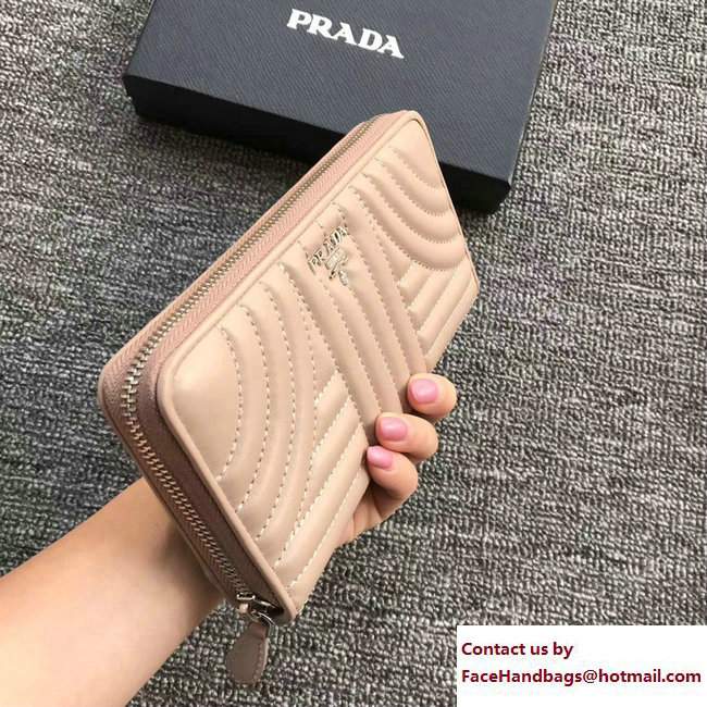 Prada Quilted Leather Zip Wallet 1ML506 Apricot 2018 - Click Image to Close