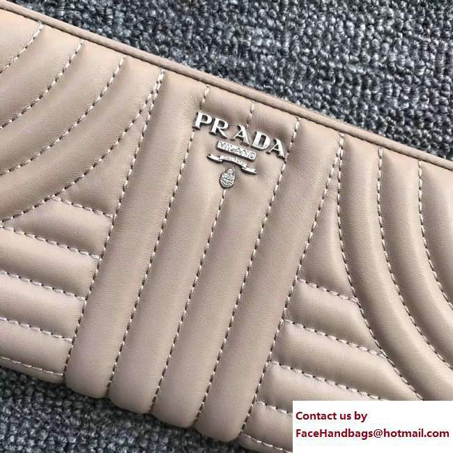 Prada Quilted Leather Zip Wallet 1ML506 Apricot 2018