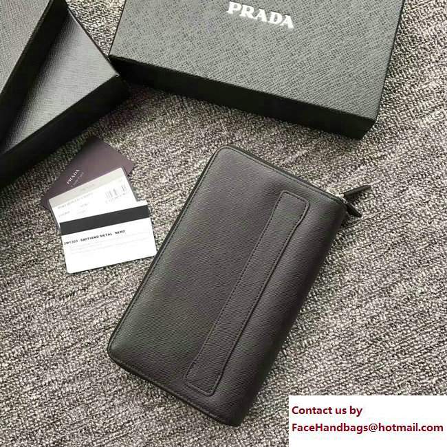 Prada Saffiano Leather Document Holder 2ML303 Heat-embossed Logo Black 2018 - Click Image to Close