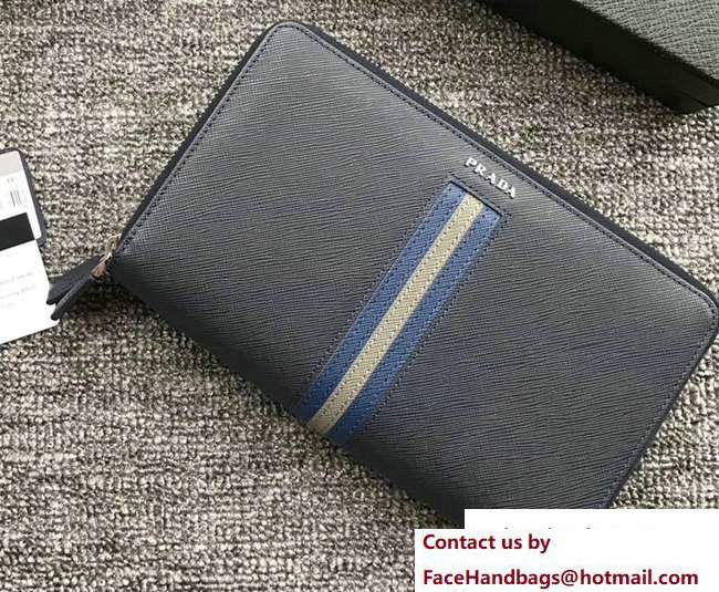 Prada Saffiano Leather Document Holder 2ML303 Intarsia Baltic Blue 2018