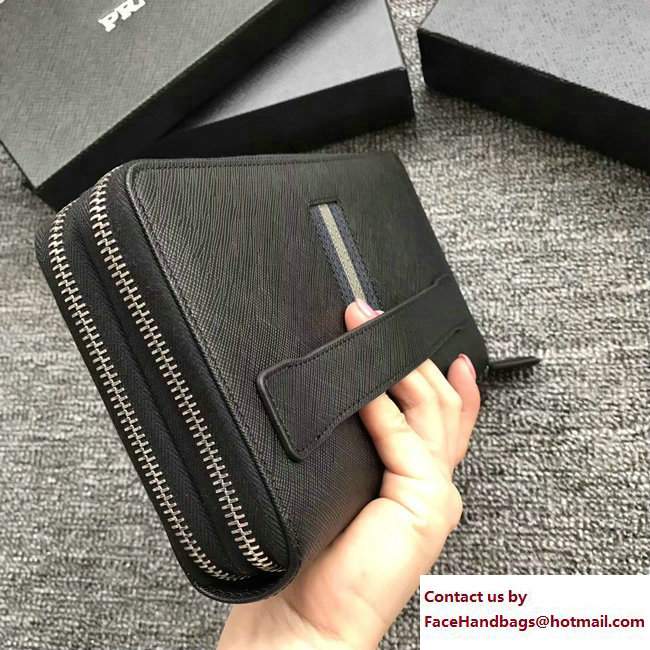 Prada Saffiano Leather Document Holder 2ML303 Intarsia Black 2018 - Click Image to Close