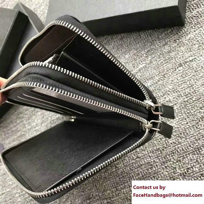 Prada Saffiano Leather Document Holder 2ML303 Intarsia Black 2018