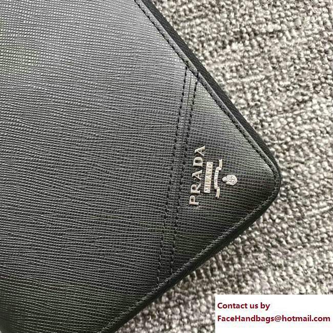 Prada Saffiano Leather Document Holder 2ML303 Metal Logo Black 2018 - Click Image to Close