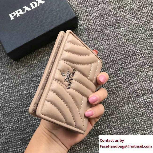 Prada Small Quilted Leather Compact Wallet 1MV204 Apricot 2018 - Click Image to Close