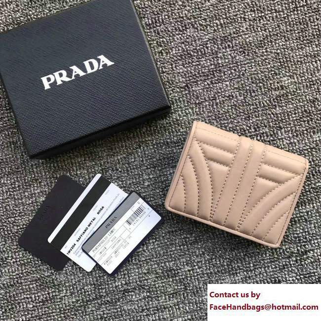 Prada Small Quilted Leather Compact Wallet 1MV204 Apricot 2018