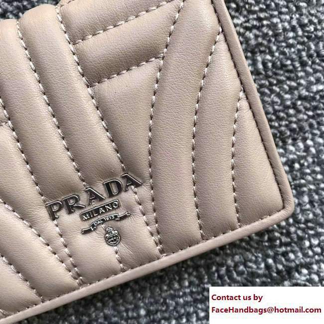 Prada Small Quilted Leather Compact Wallet 1MV204 Apricot 2018 - Click Image to Close