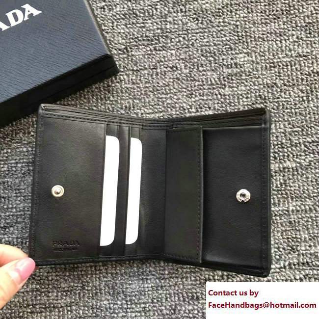 Prada Small Quilted Leather Compact Wallet 1MV204 Black 2018