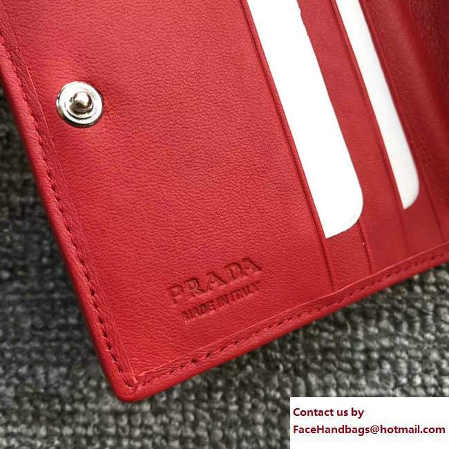 Prada Small Quilted Leather Compact Wallet 1MV204 Red 2018