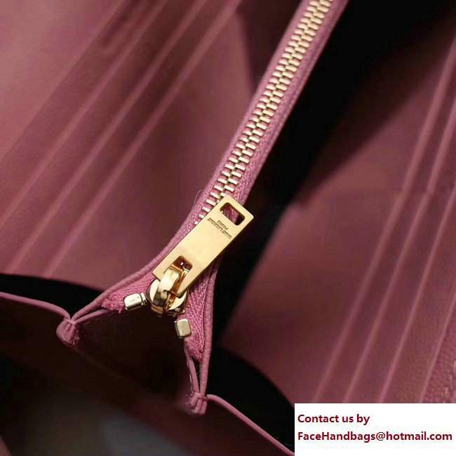 Saint Laurent Grained Leather Large Monogram Flap Wallet 372264 Pink