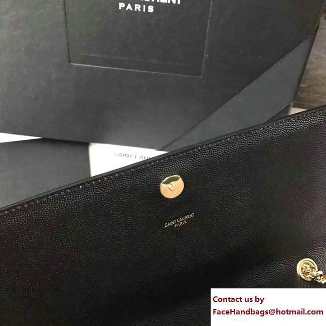 Saint Laurent Grained Leather Medium Monogram Satchel Chain Shoulder Bag 354021 Black/Gold