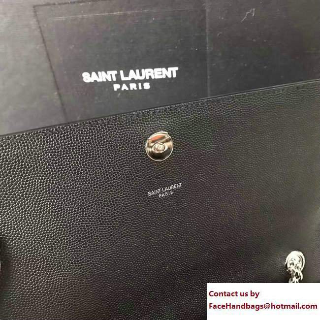 Saint Laurent Grained Leather Medium Monogram Satchel Chain Shoulder Bag 354021 Black/Silver
