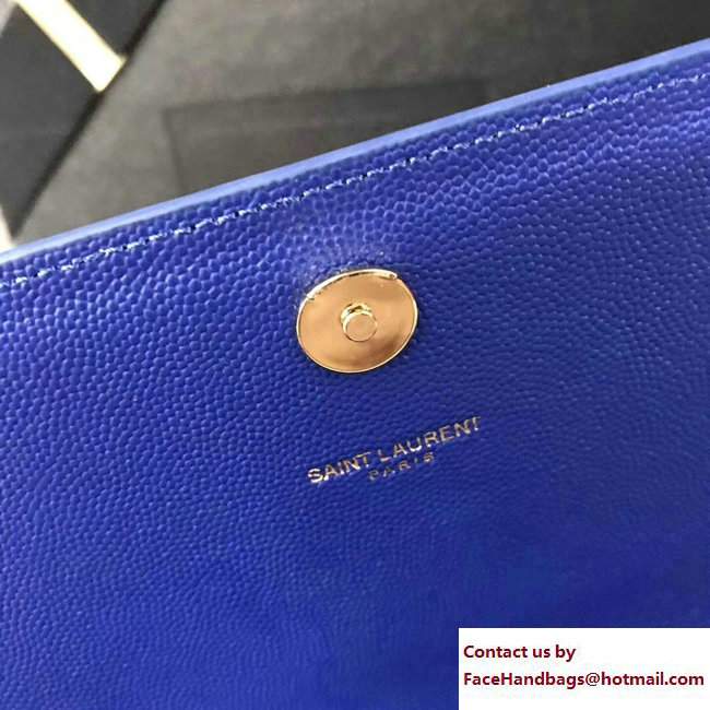 Saint Laurent Grained Leather Medium Monogram Satchel Chain Shoulder Bag 354021 Blue