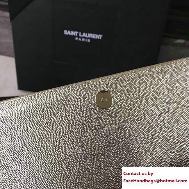 Saint Laurent Grained Leather Medium Monogram Satchel Chain Shoulder Bag 354021 Gold