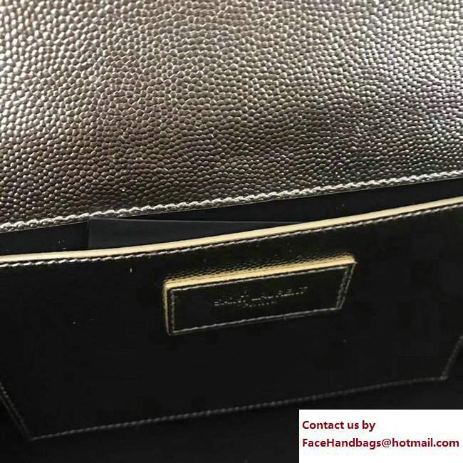 Saint Laurent Grained Leather Medium Monogram Satchel Chain Shoulder Bag 354021 Gold