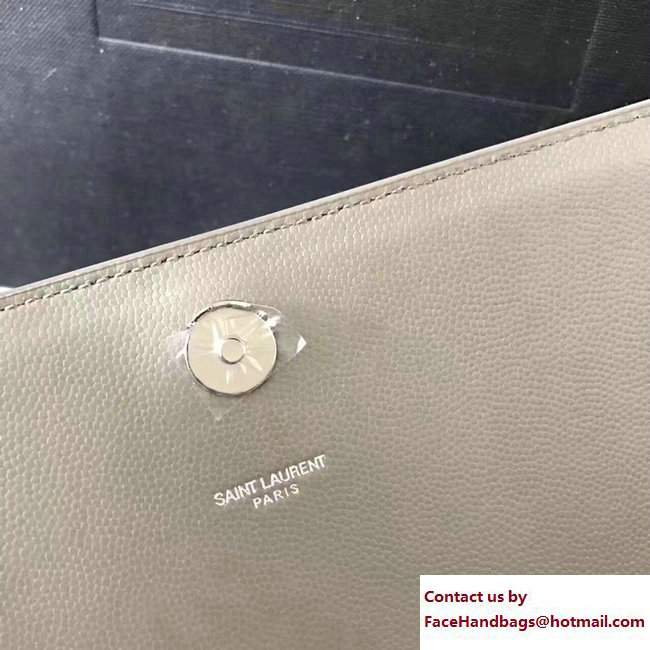 Saint Laurent Grained Leather Medium Monogram Satchel Chain Shoulder Bag 354021 Gray - Click Image to Close