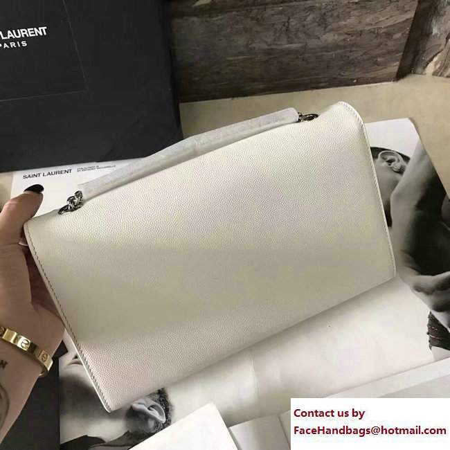 Saint Laurent Grained Leather Medium Monogram Satchel Chain Shoulder Bag 354021 White