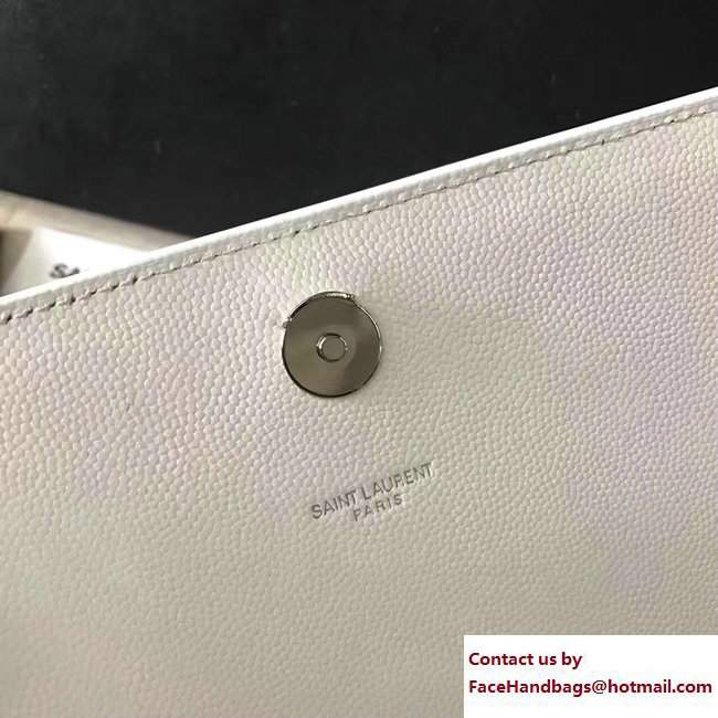 Saint Laurent Grained Leather Medium Monogram Satchel Chain Shoulder Bag 354021 White