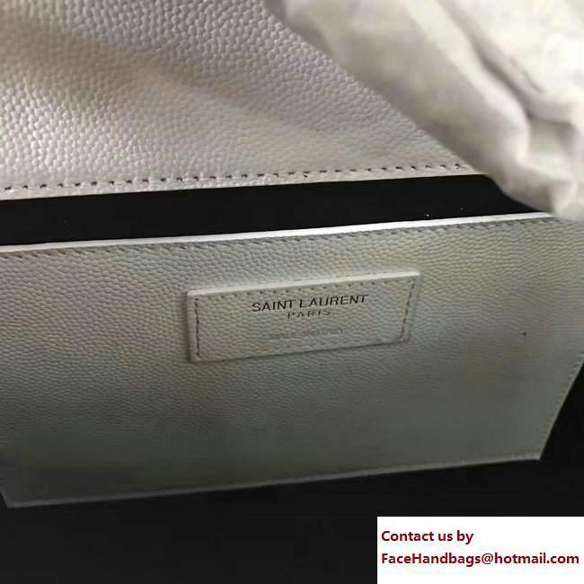 Saint Laurent Grained Leather Medium Monogram Satchel Chain Shoulder Bag 354021 White - Click Image to Close