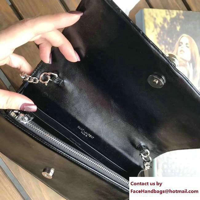 Saint Laurent Kate Tassel Chain Wallet Bag 452159 Black Chevron 2017
