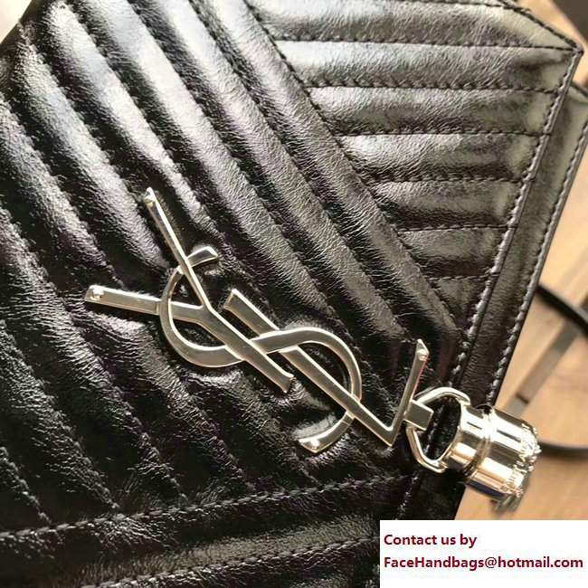 Saint Laurent Kate Tassel Chain Wallet Bag 452159 Black Chevron 2017 - Click Image to Close