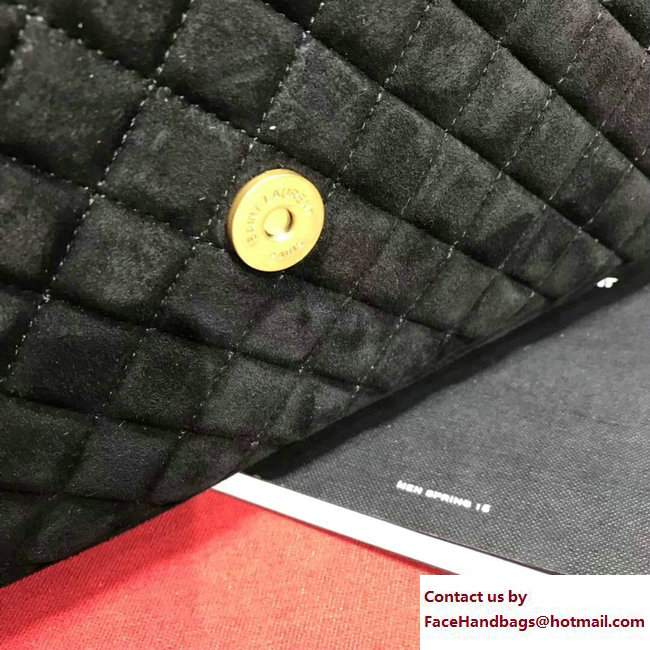 Saint Laurent Mixed Matelasse Leather Classic Large Monogram Satchel Bag 440115 Suede Black 2017 - Click Image to Close