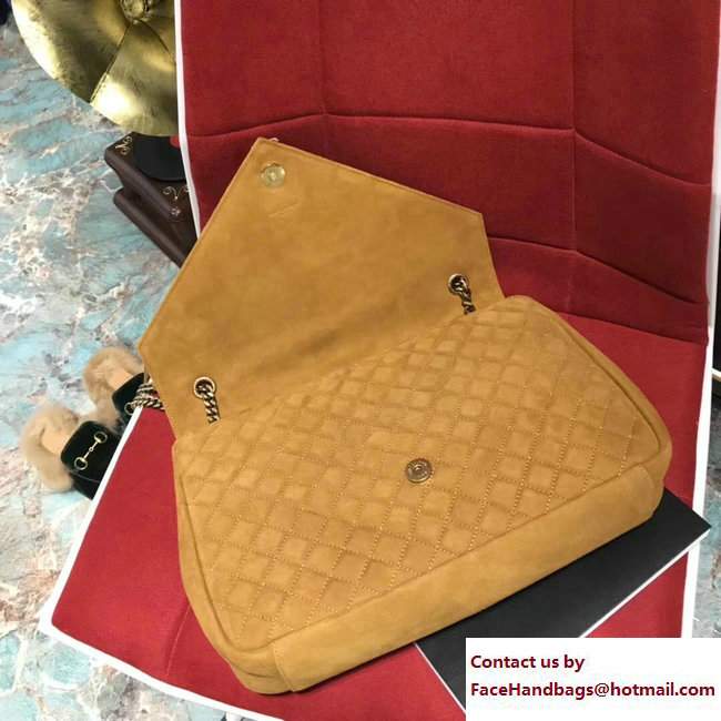 Saint Laurent Mixed Matelasse Leather Classic Large Monogram Satchel Bag 440115 Suede Khaki 2017