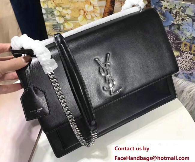 Saint Laurent Monogramme Large Sunset Bag 498779 In Black Leather 2017 - Click Image to Close